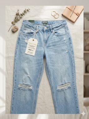 wild fable Light Blue Distressed Straight Leg Jeans